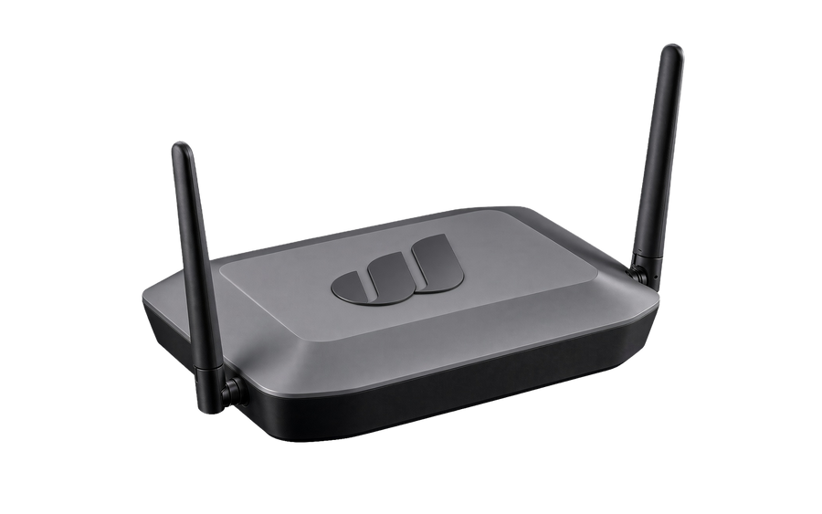 Spark AirNode – Router mit zwei Antennen und World-Mobile-Logo